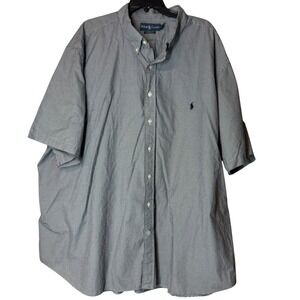 Ralph Lauren Classic‎ Fit Gingham Short Sleeve Button Down Shirt Big 4XB Black